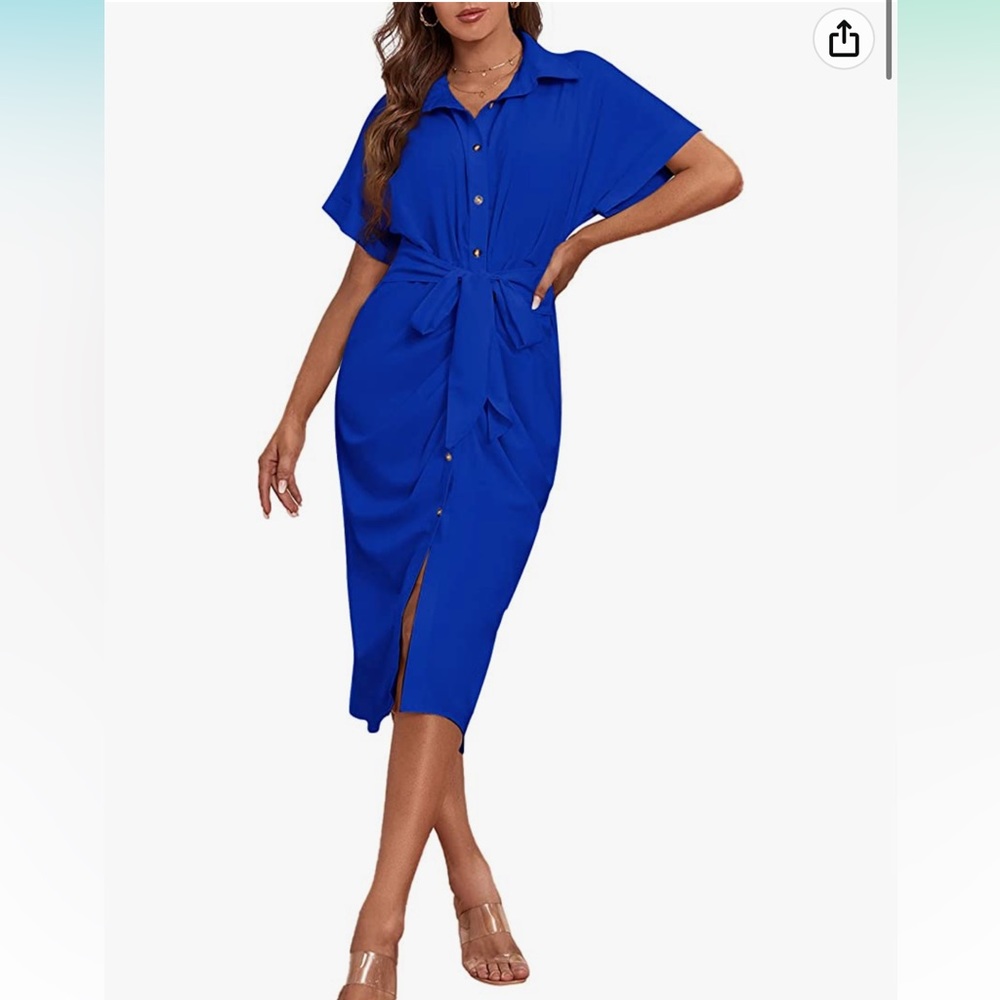 Never worn button down navy blue short sleeve dress